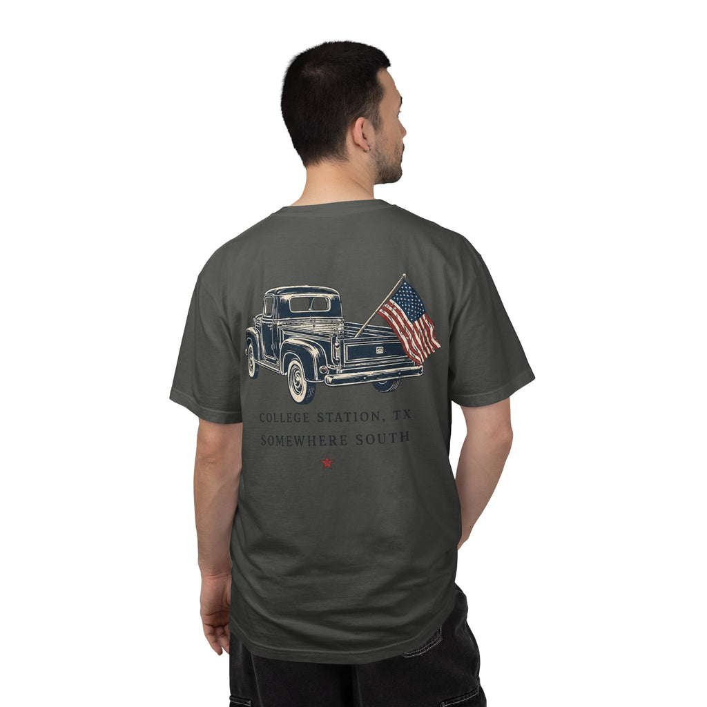Patriotic Truck T-Shirt — "Red, White & Northgate" College Station Tee