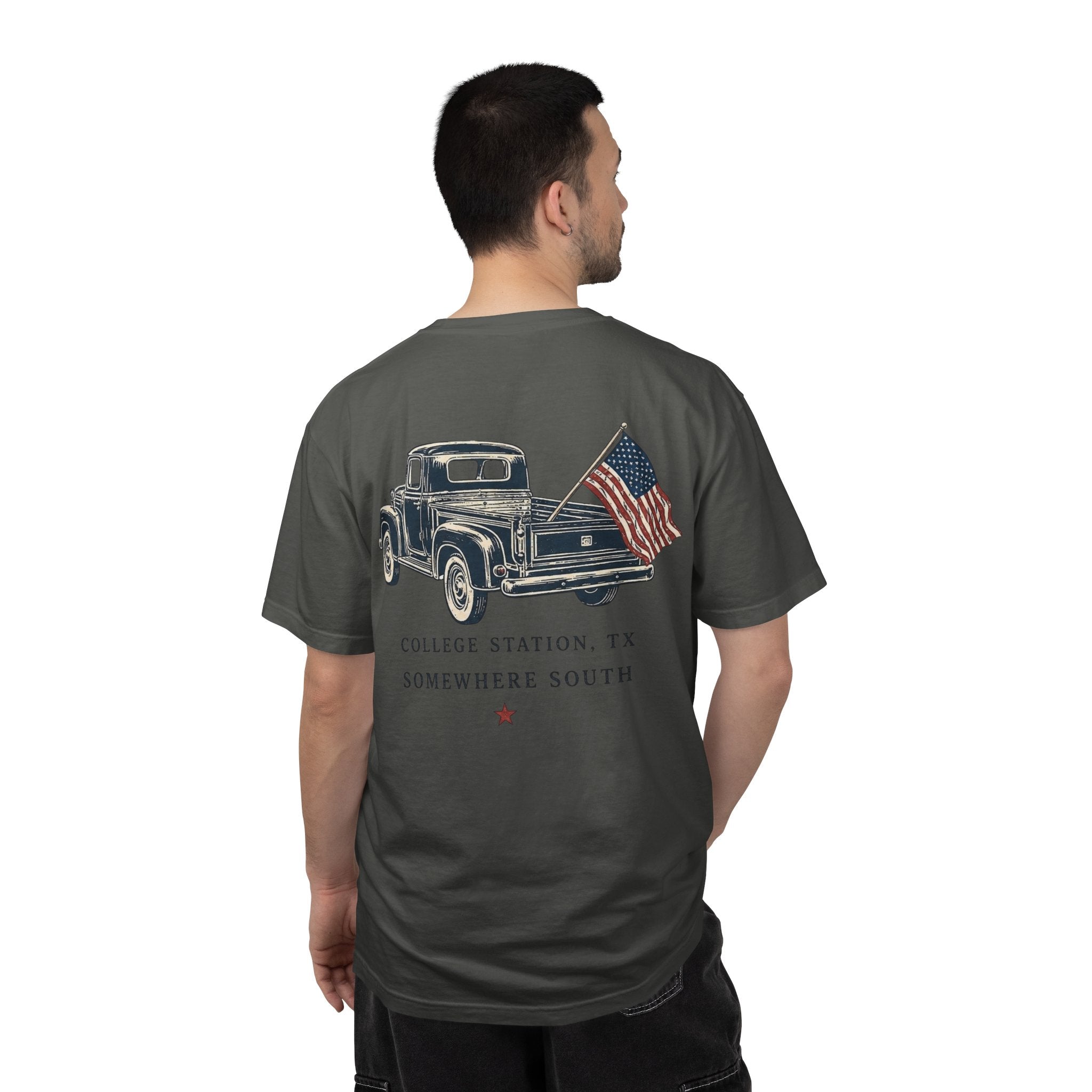 Patriotic Truck T-Shirt — "Red, White & Northgate" College Station Tee