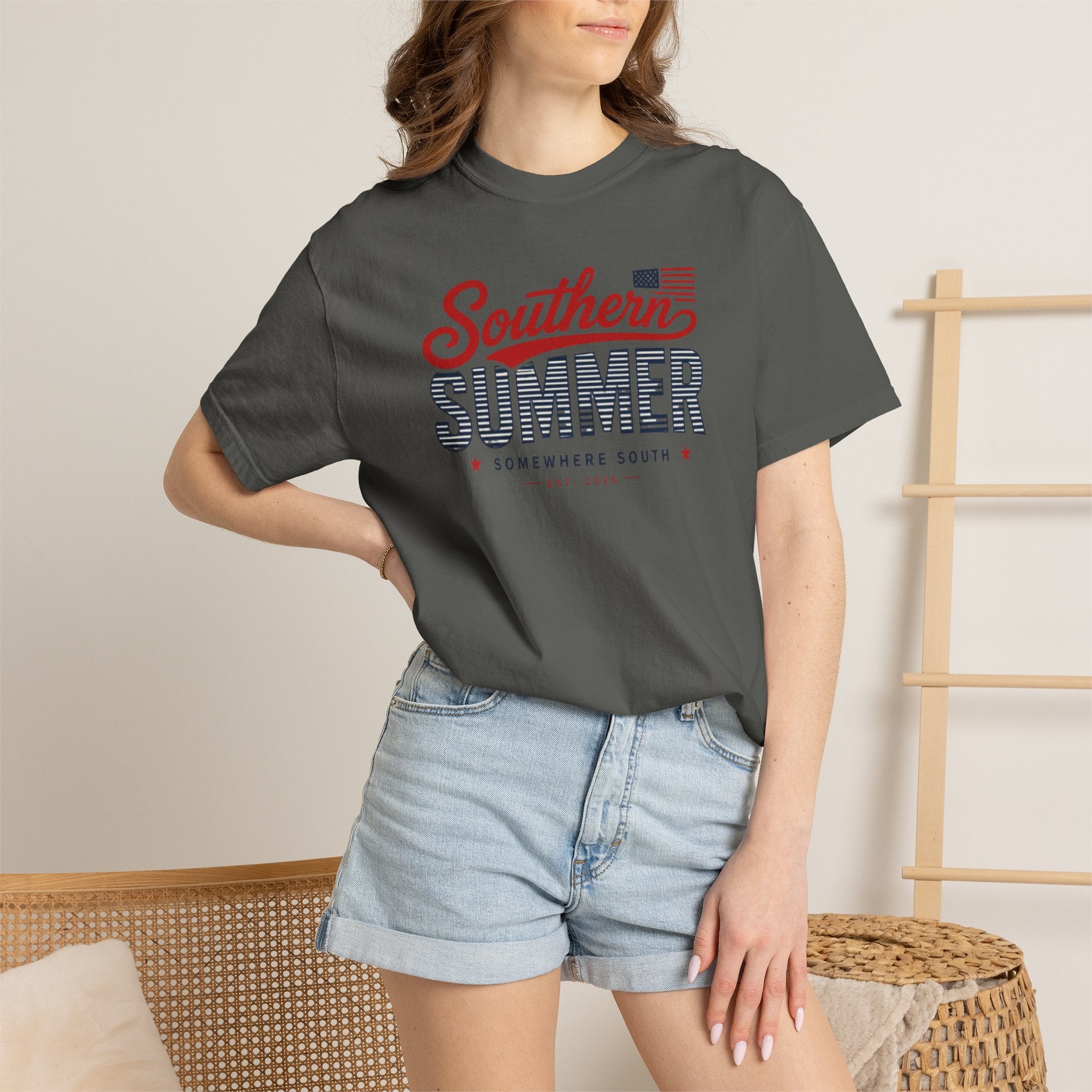 Southern Summer T-Shirt — Patriotic "Somewhere South" Graphic Tee