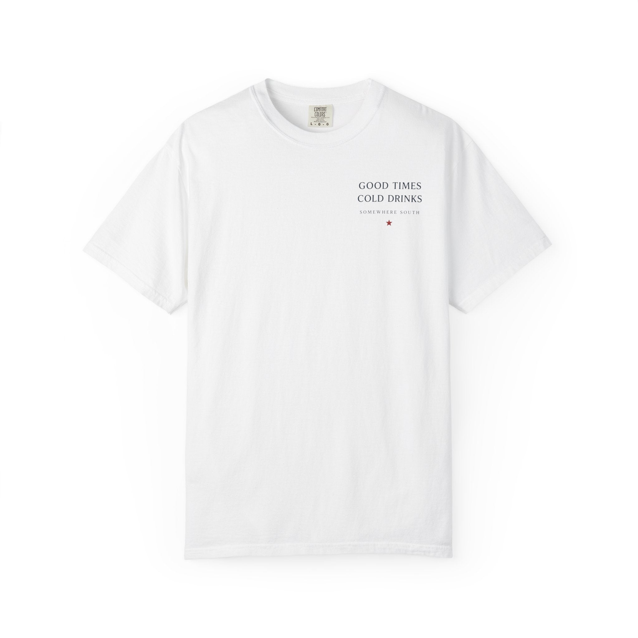 Patriotic Tailgate T-Shirt — "Good Times, Cold Drinks" College Station Graphic