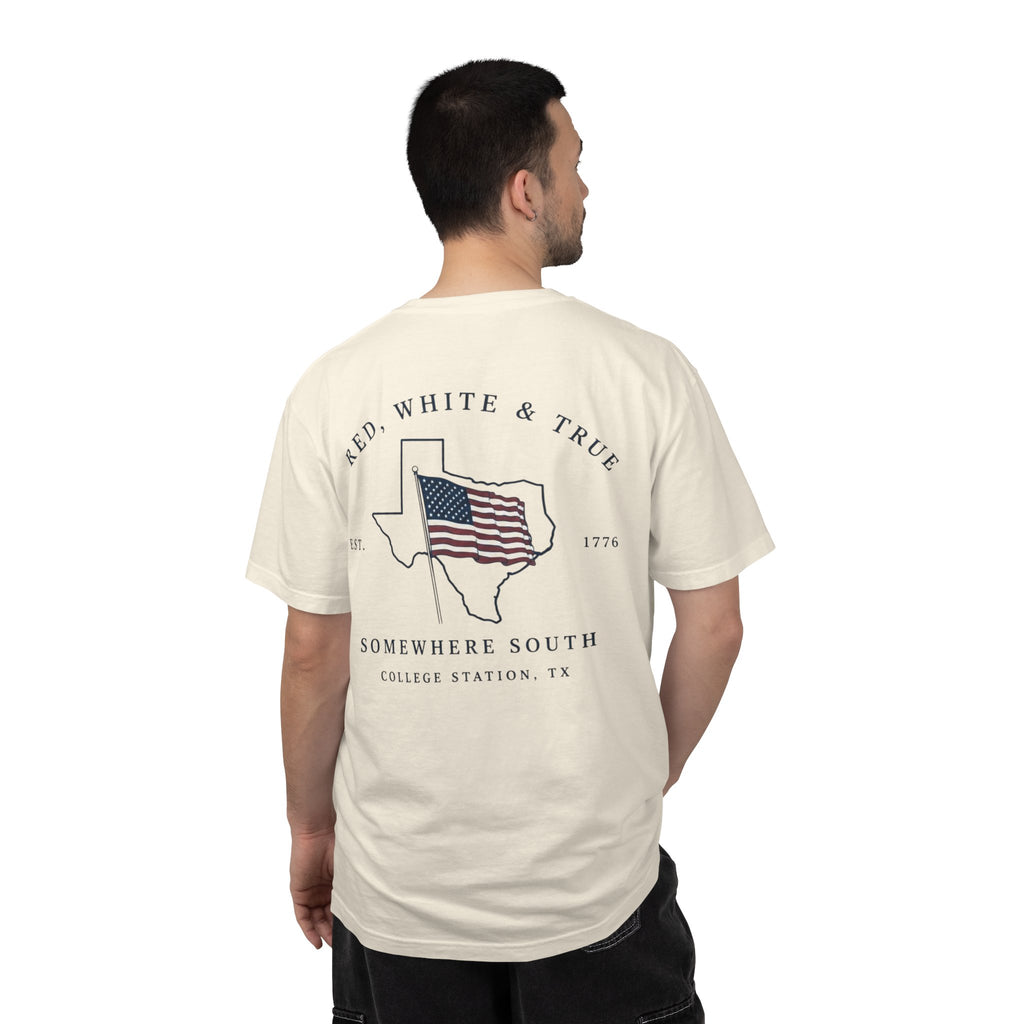 Red, White & True T-Shirt — Somewhere South Texas Flag Design