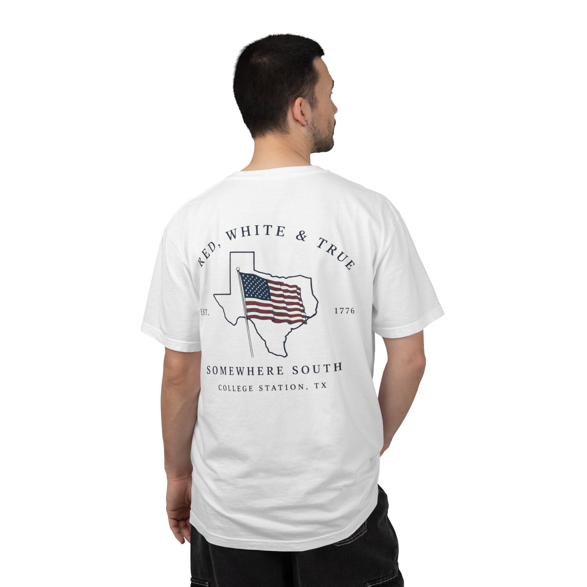 Red, White & True T-Shirt — Somewhere South Texas Flag Design