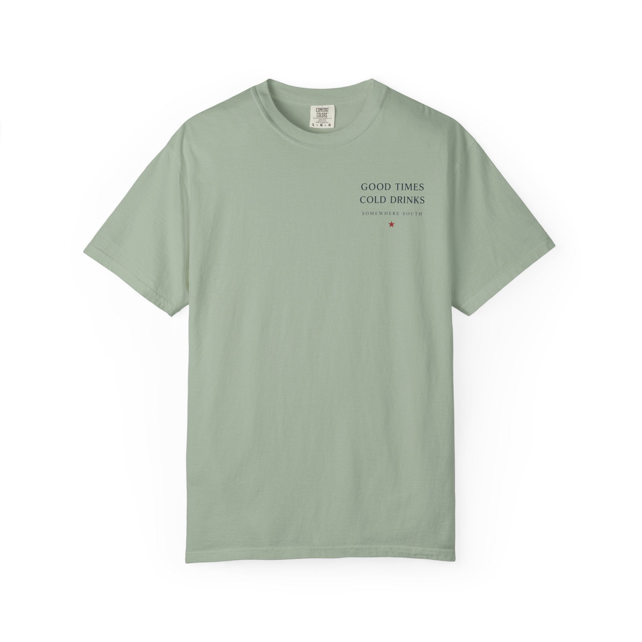 Patriotic Tailgate T-Shirt — "Good Times, Cold Drinks" College Station Graphic