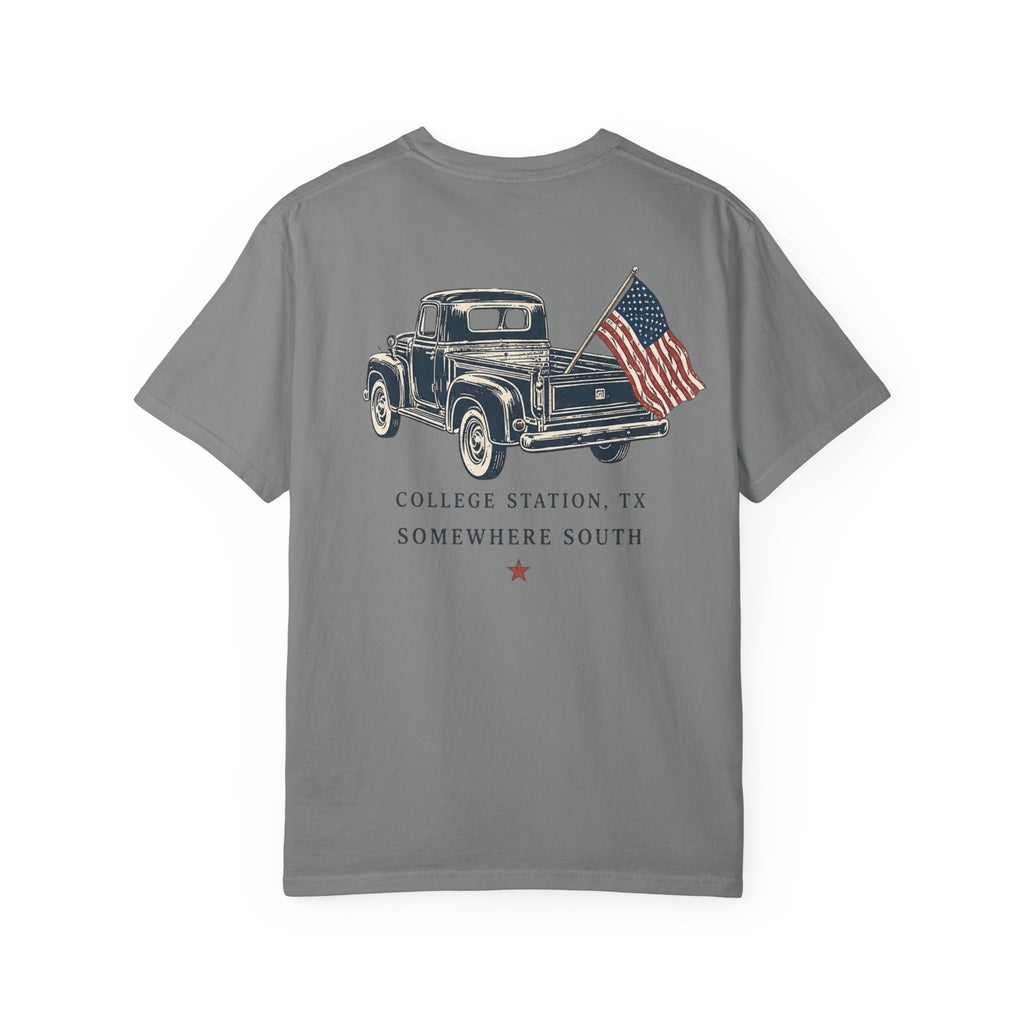 Patriotic Truck T-Shirt — "Red, White & Northgate" College Station Tee