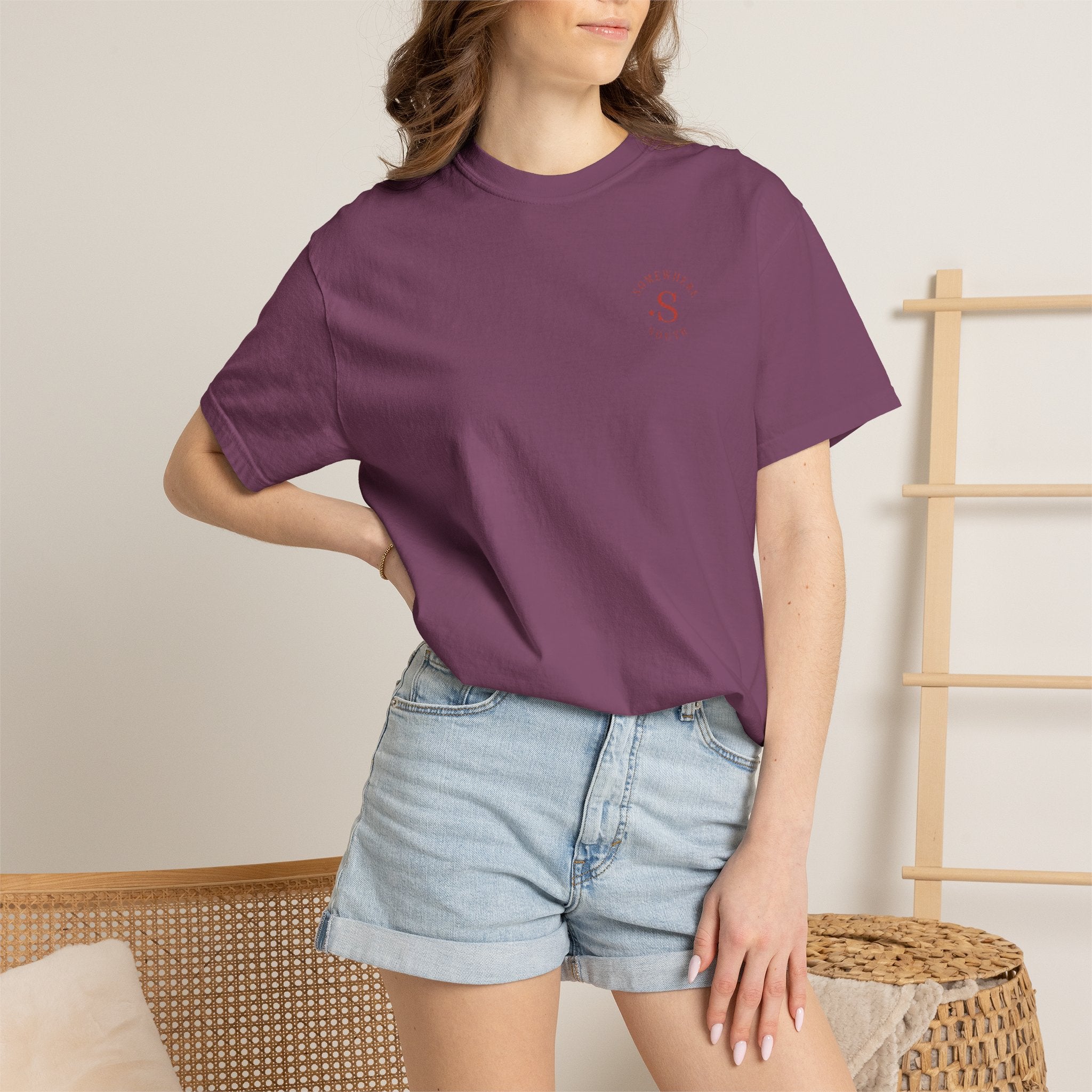 Somewhere South Lake Scene T‑Shirt — American Flag Sunset Graphic Tee