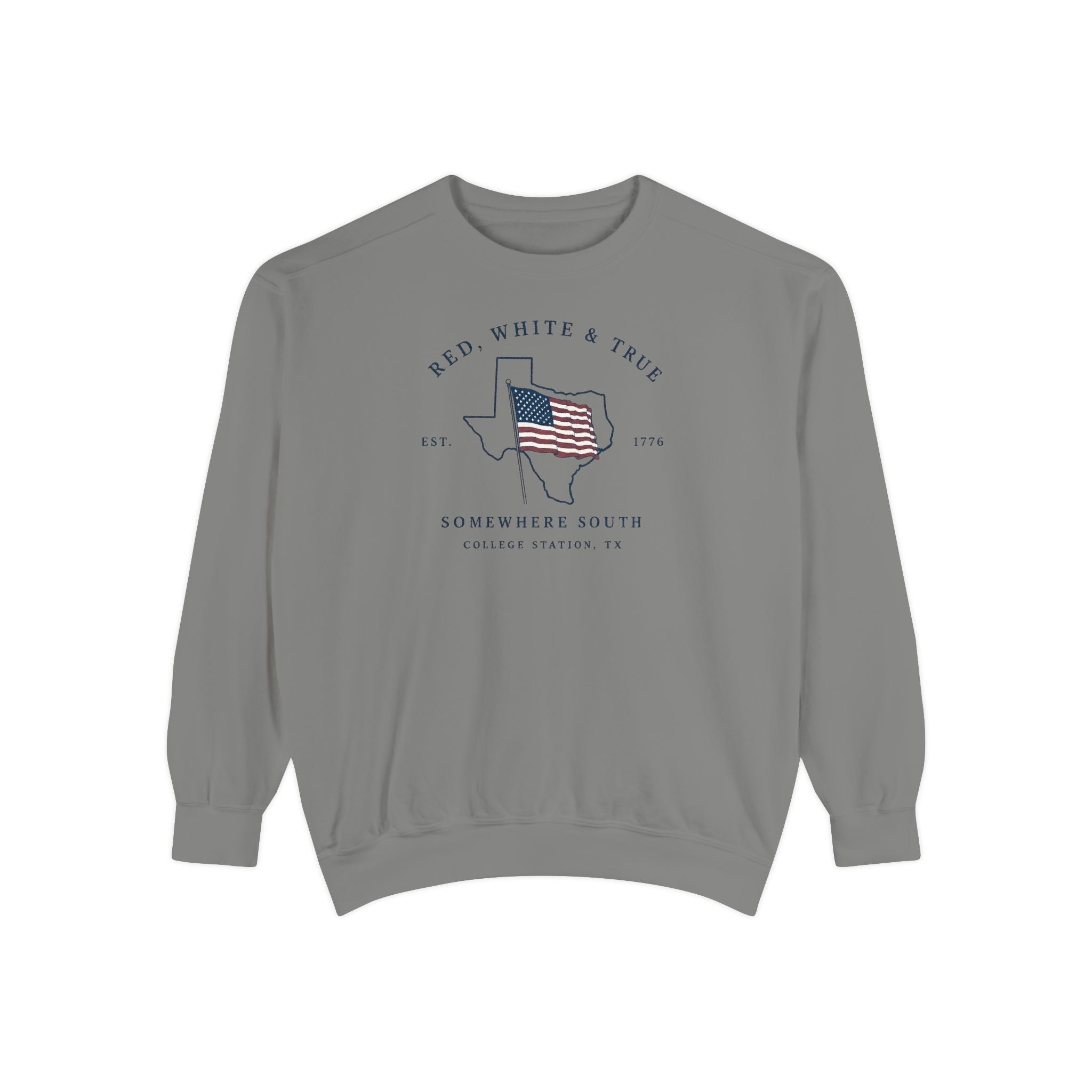 Red, White & True Sweatshirt — American Flag Texas Graphic Crewneck