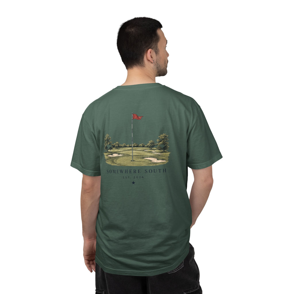Golf Green Illustration T-Shirt — "Somewhere South" Back Print