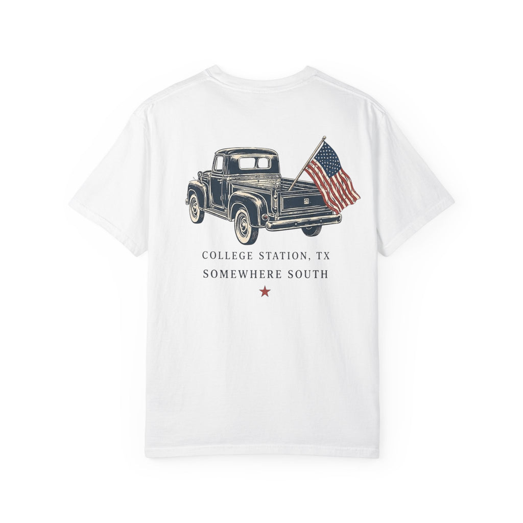 Patriotic Truck T-Shirt — "Red, White & Northgate" College Station Tee