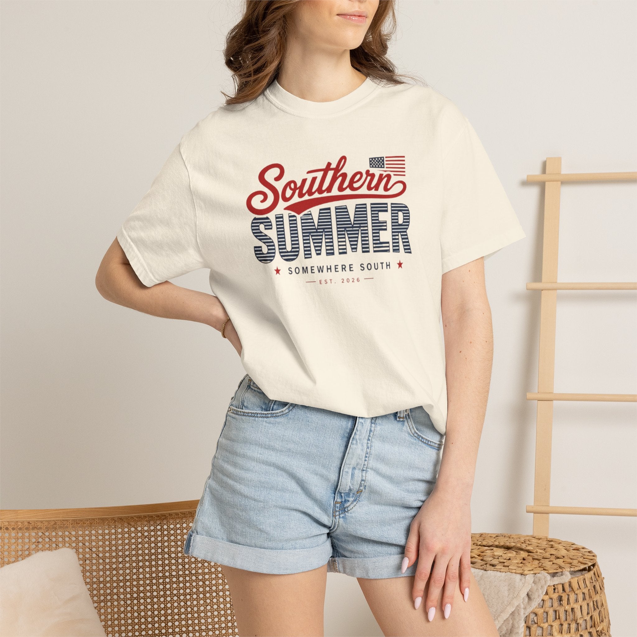 Southern Summer T-Shirt — Patriotic "Somewhere South" Graphic Tee