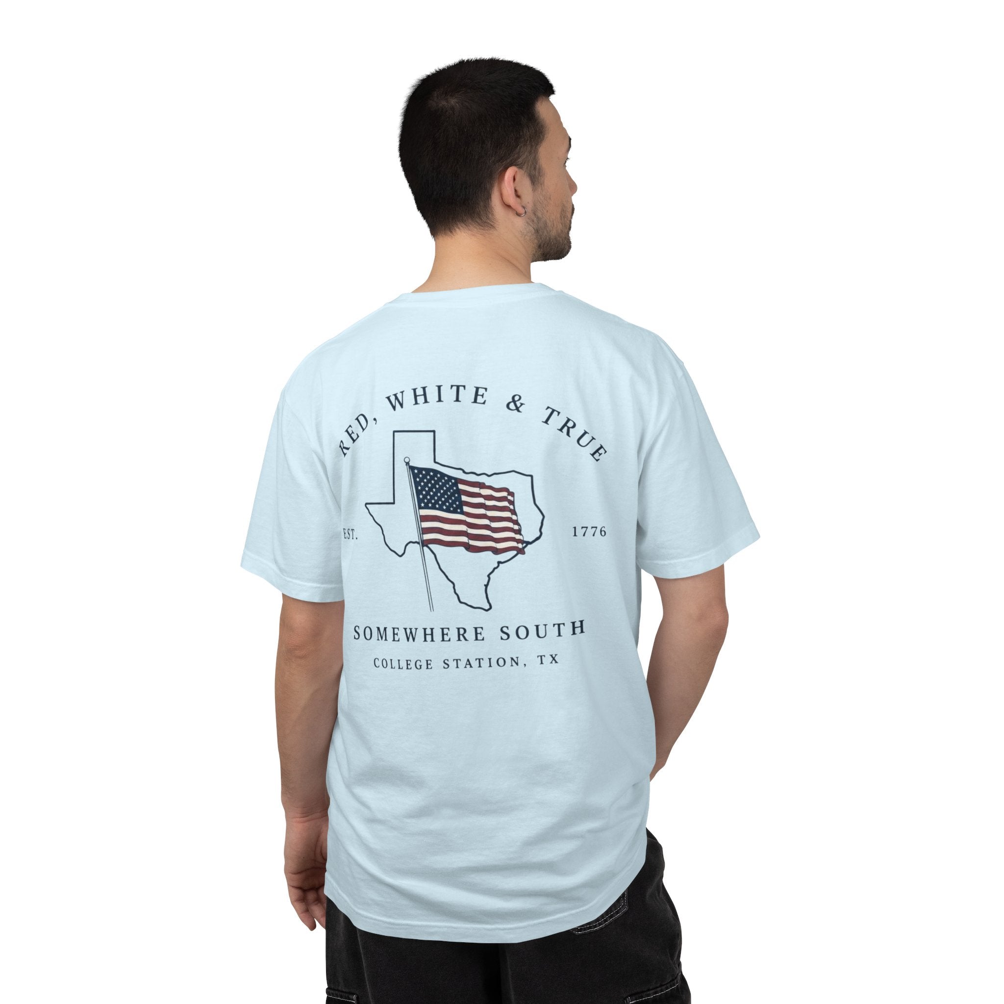 Red, White & True T-Shirt — Somewhere South Texas Flag Design