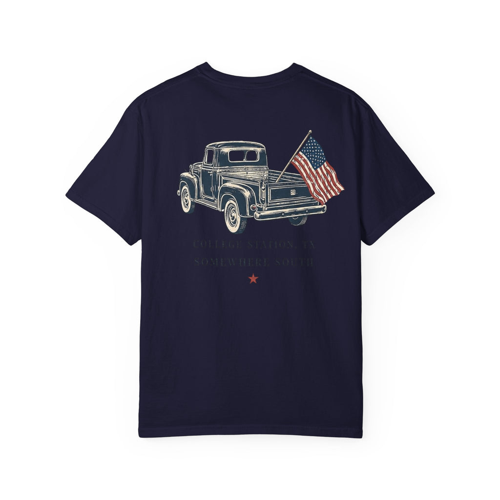 Patriotic Truck T-Shirt — "Red, White & Northgate" College Station Tee