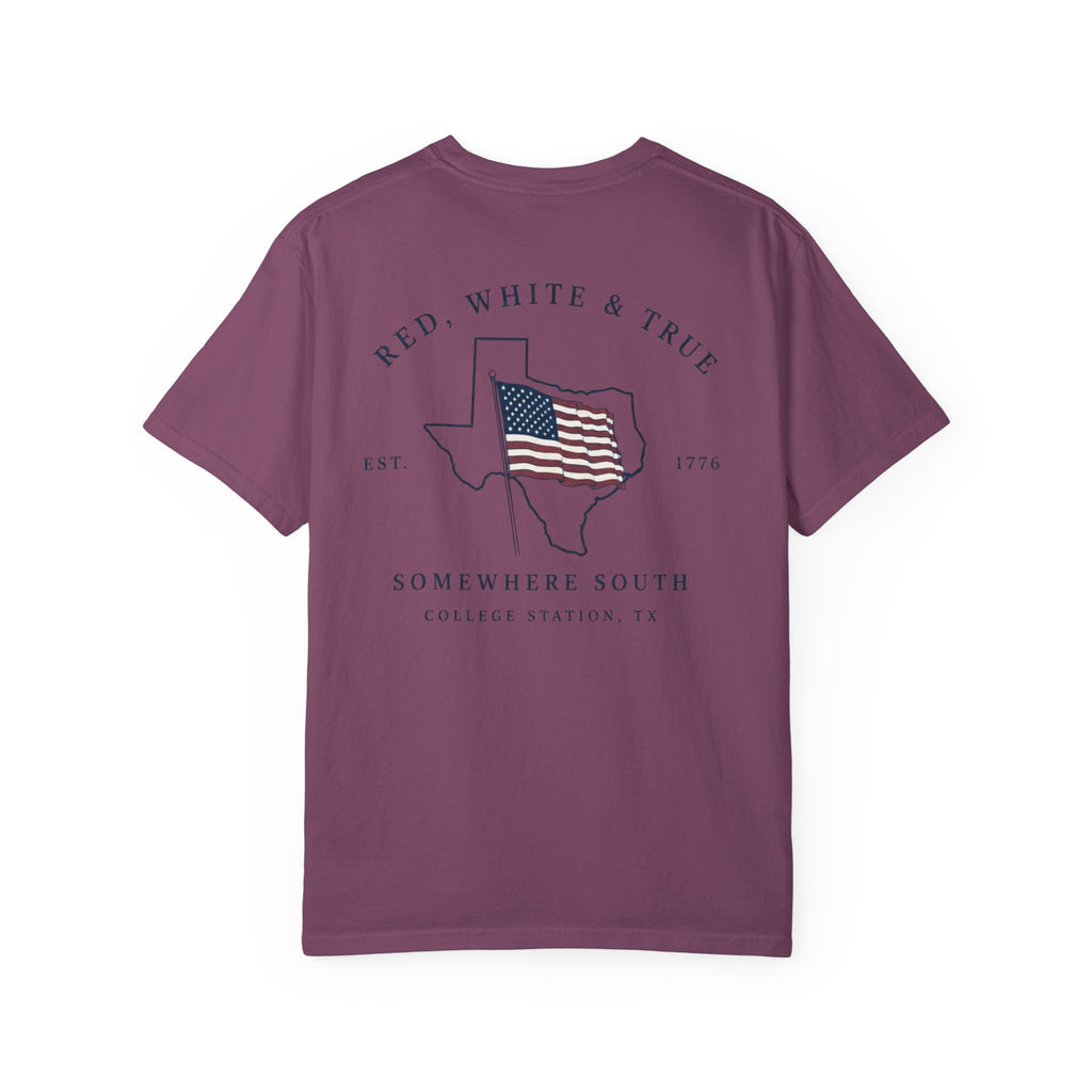 Red, White & True T-Shirt — Somewhere South Texas Flag Design