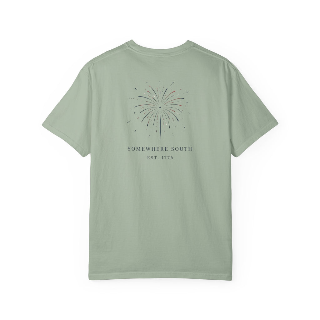 Somewhere South Fireworks T-Shirt — Minimal Patriotic Graphic Tee