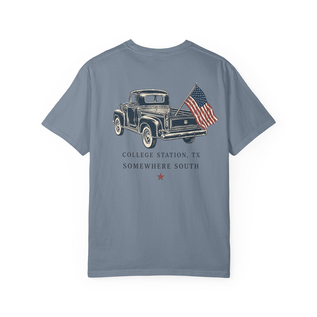 Patriotic Truck T-Shirt — "Red, White & Northgate" College Station Tee