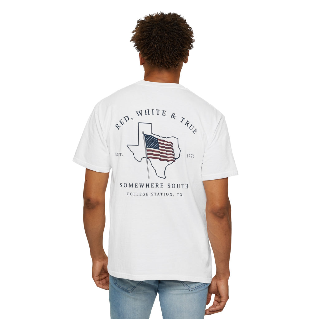 Red, White & True T-Shirt — Somewhere South Texas Flag Design