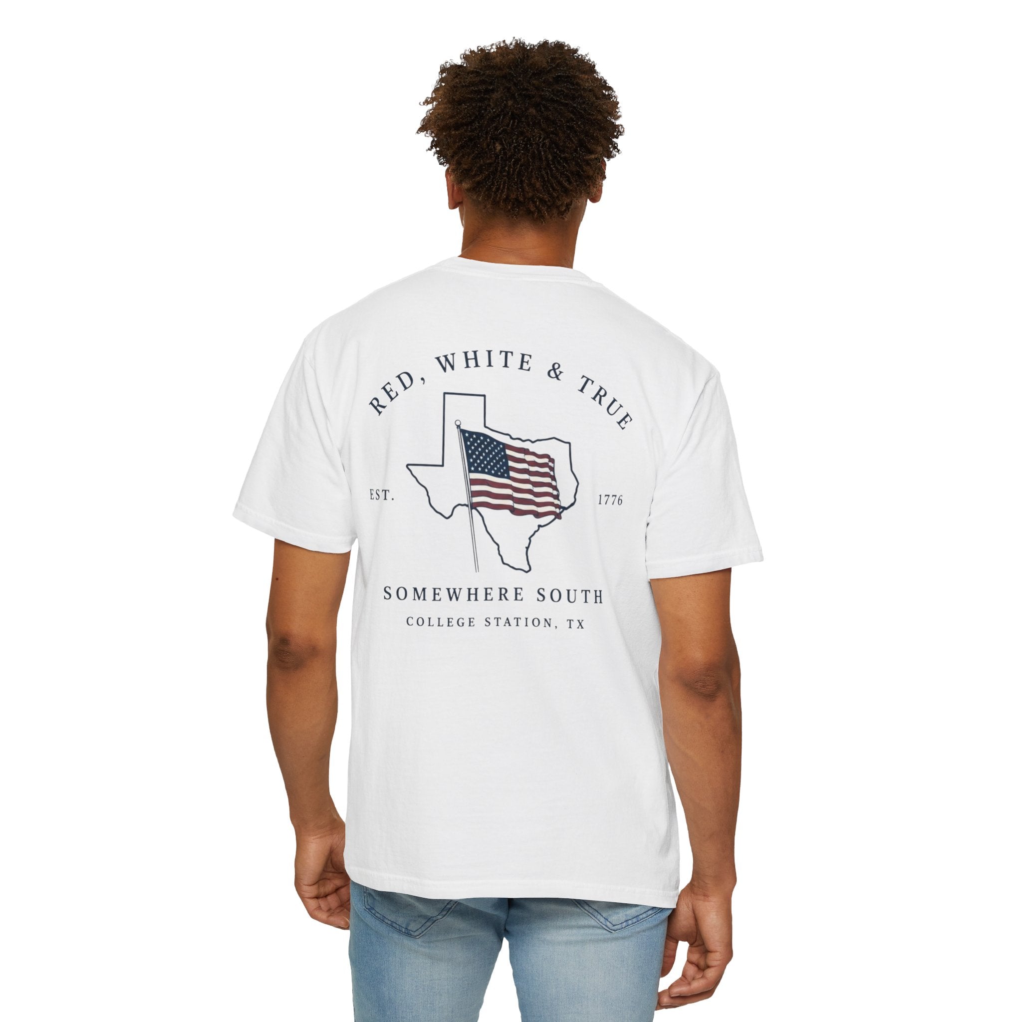 Red, White & True T-Shirt — Somewhere South Texas Flag Design