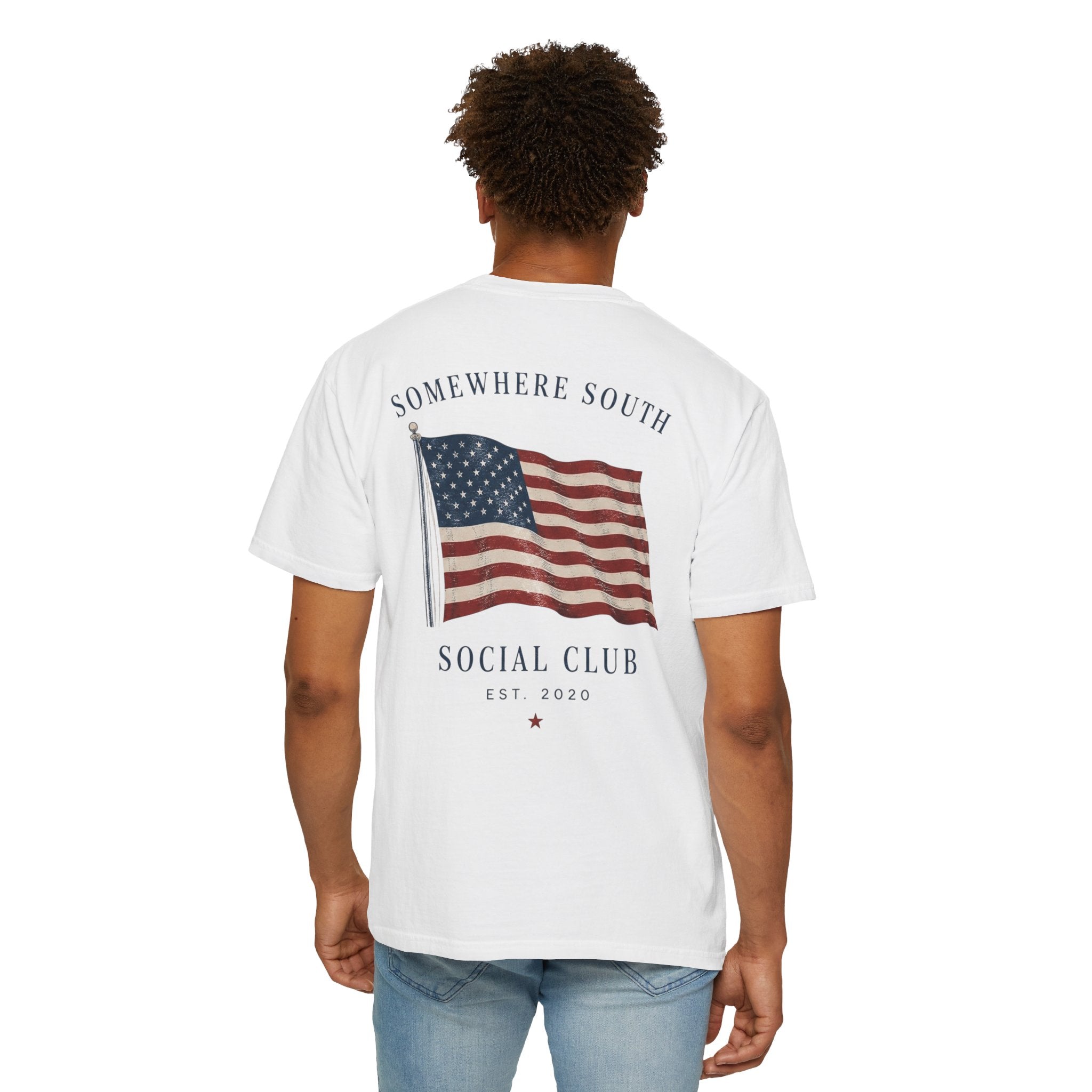 American Flag Social Club T-Shirt — Somewhere South Vintage USA Tee