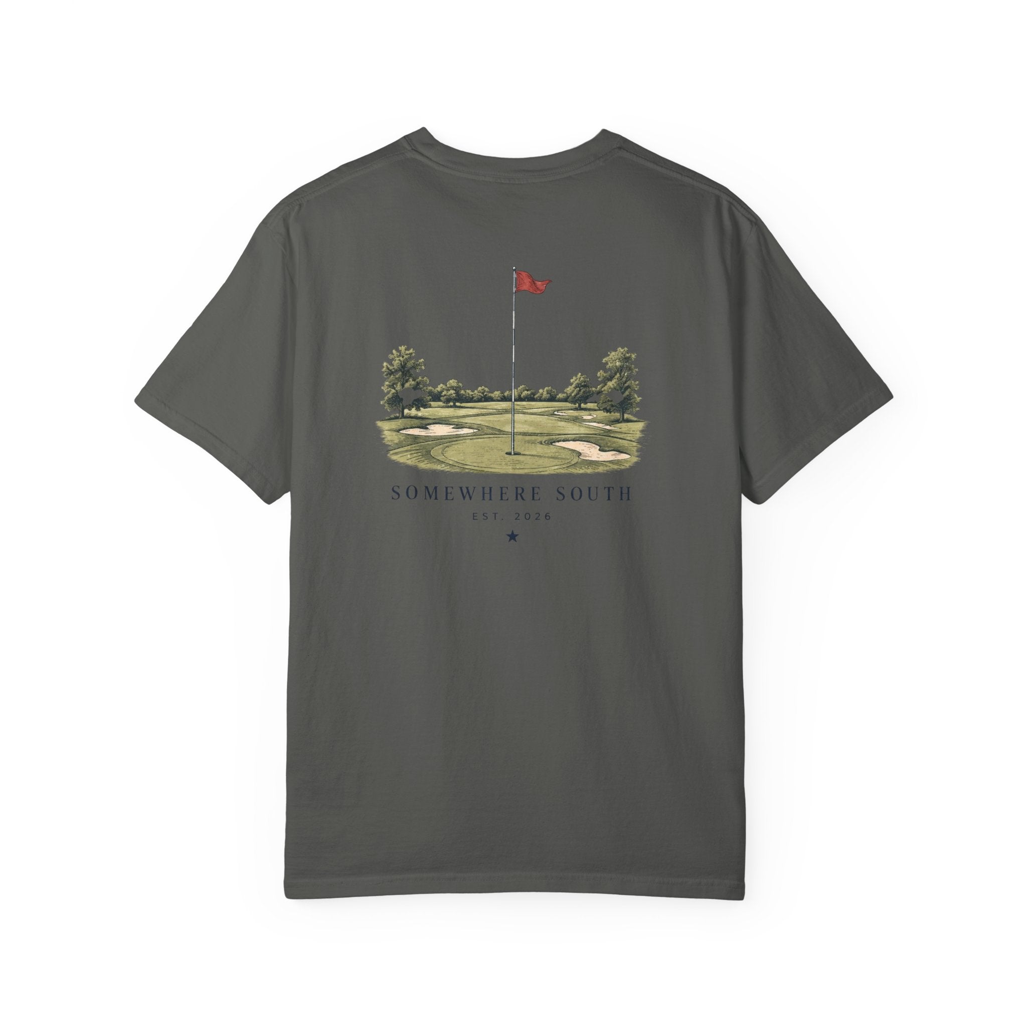 Golf Green Illustration T-Shirt — "Somewhere South" Back Print