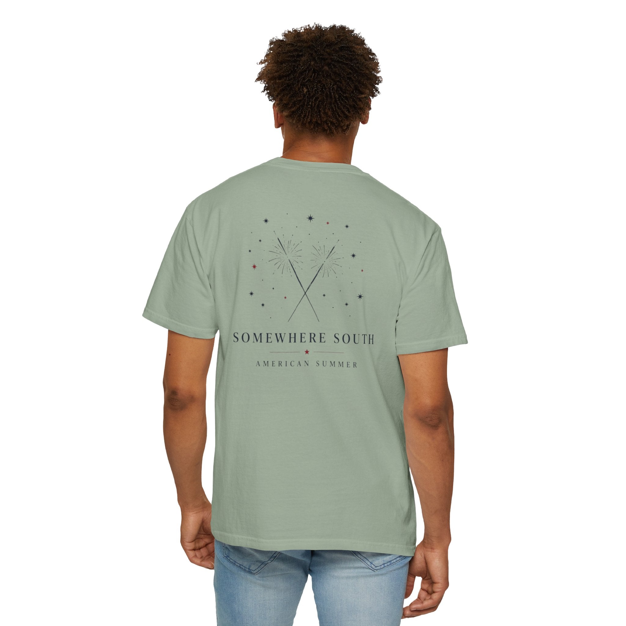 Somewhere South Graphic T‑Shirt — Minimal Star & Crossed Poles Back Print