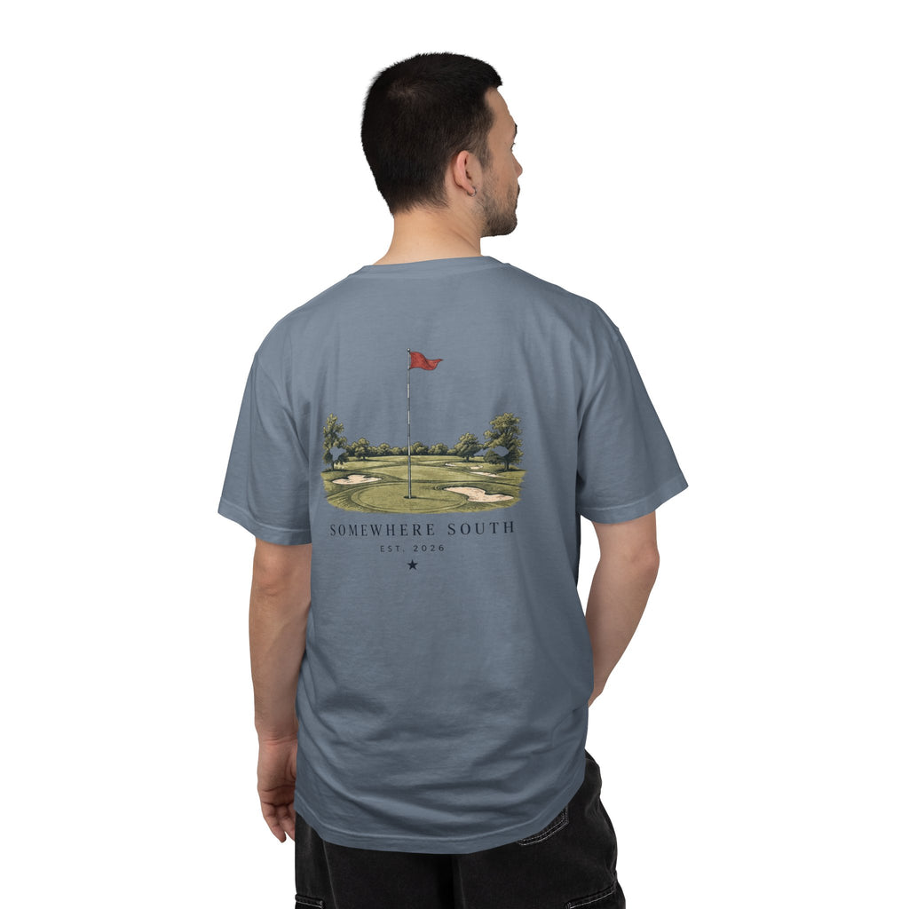 Golf Green Illustration T-Shirt — "Somewhere South" Back Print