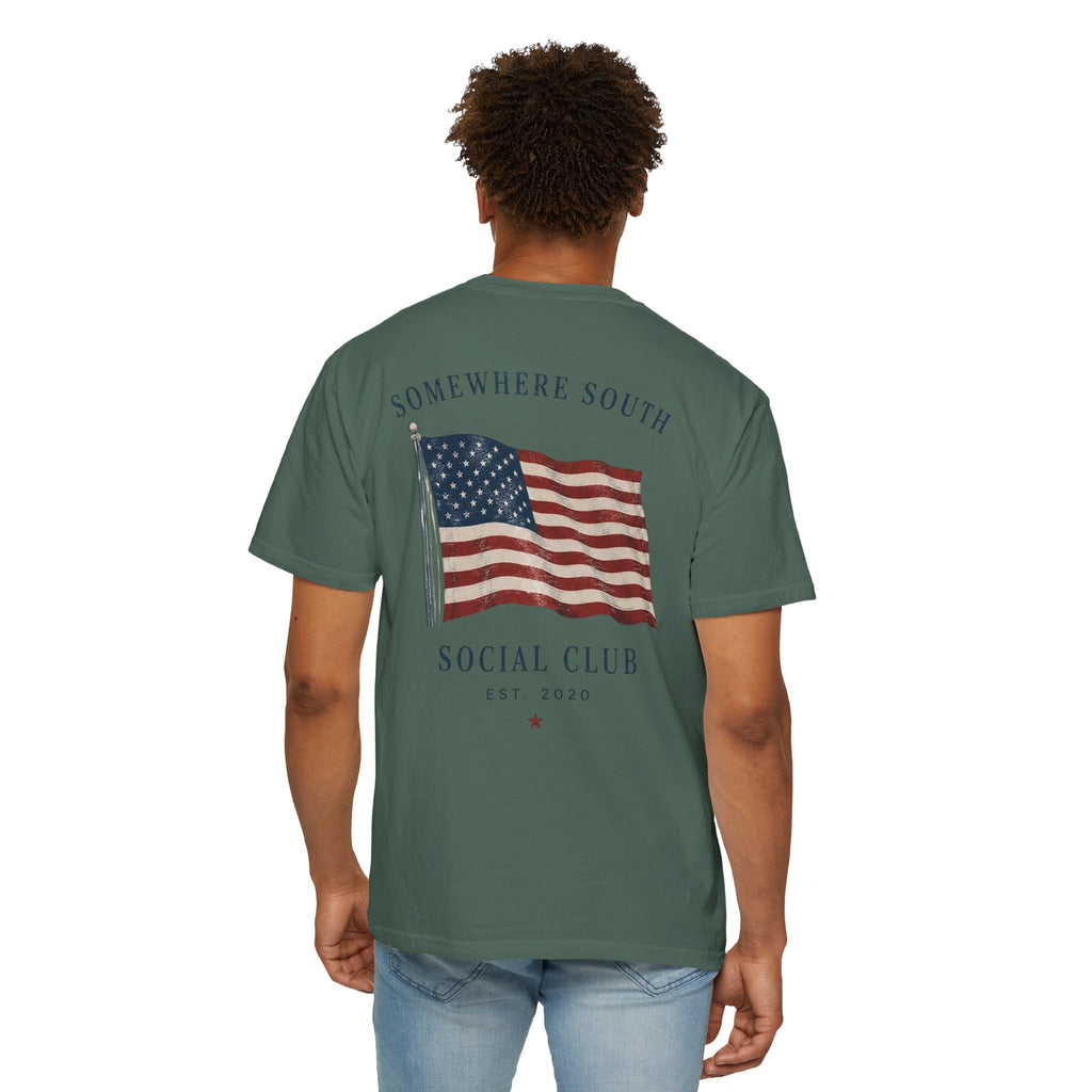 American Flag Social Club T-Shirt — Somewhere South Vintage USA Tee