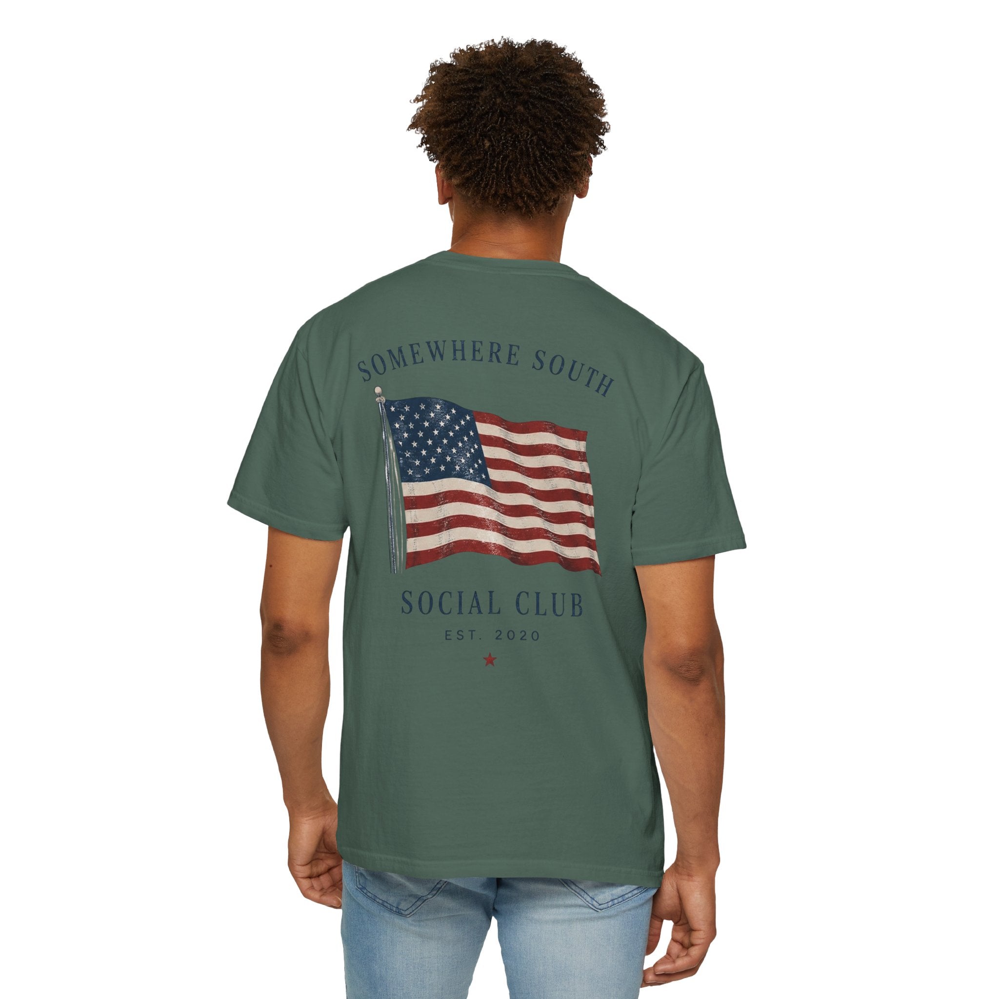American Flag Social Club T-Shirt — Somewhere South Vintage USA Tee