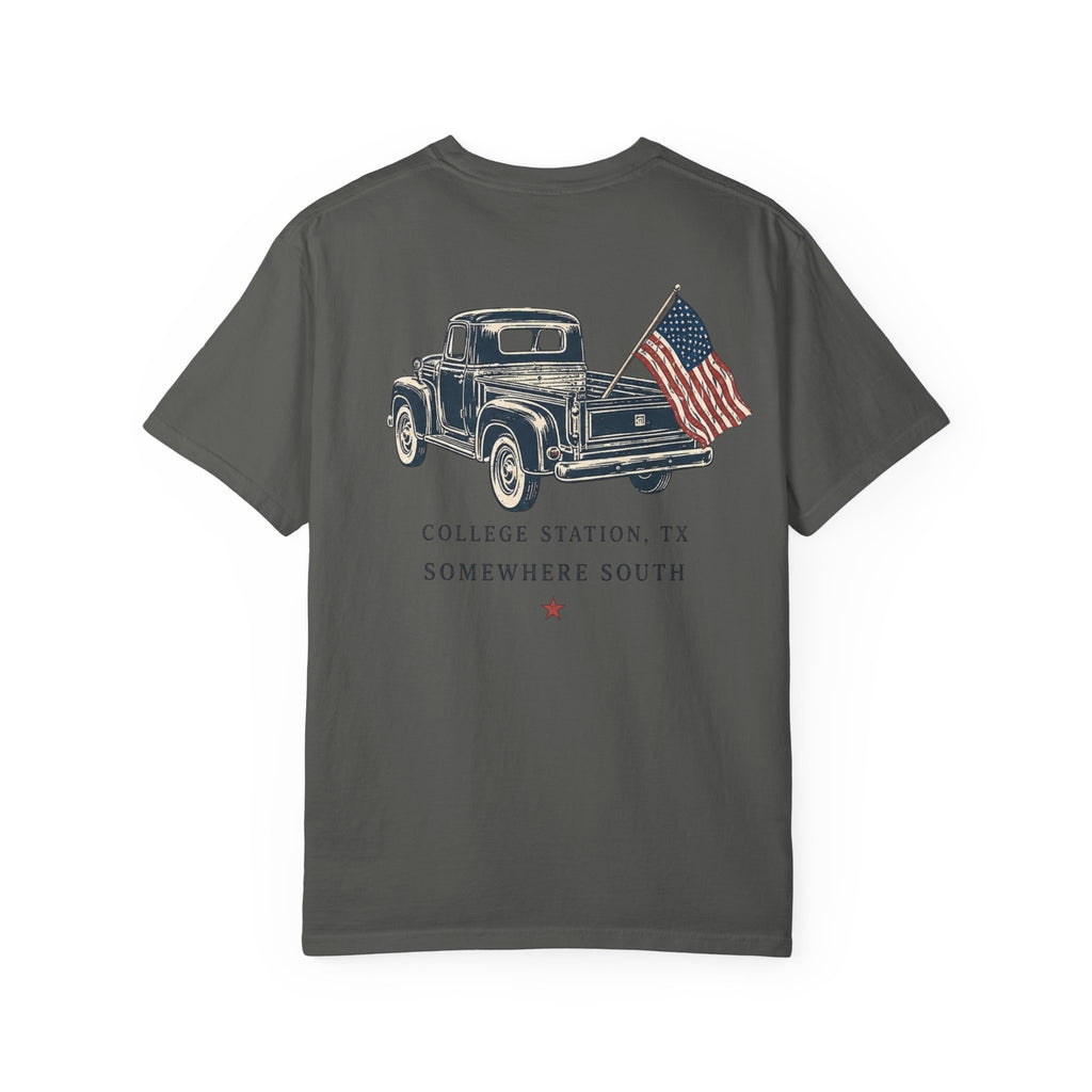 Patriotic Truck T-Shirt — "Red, White & Northgate" College Station Tee