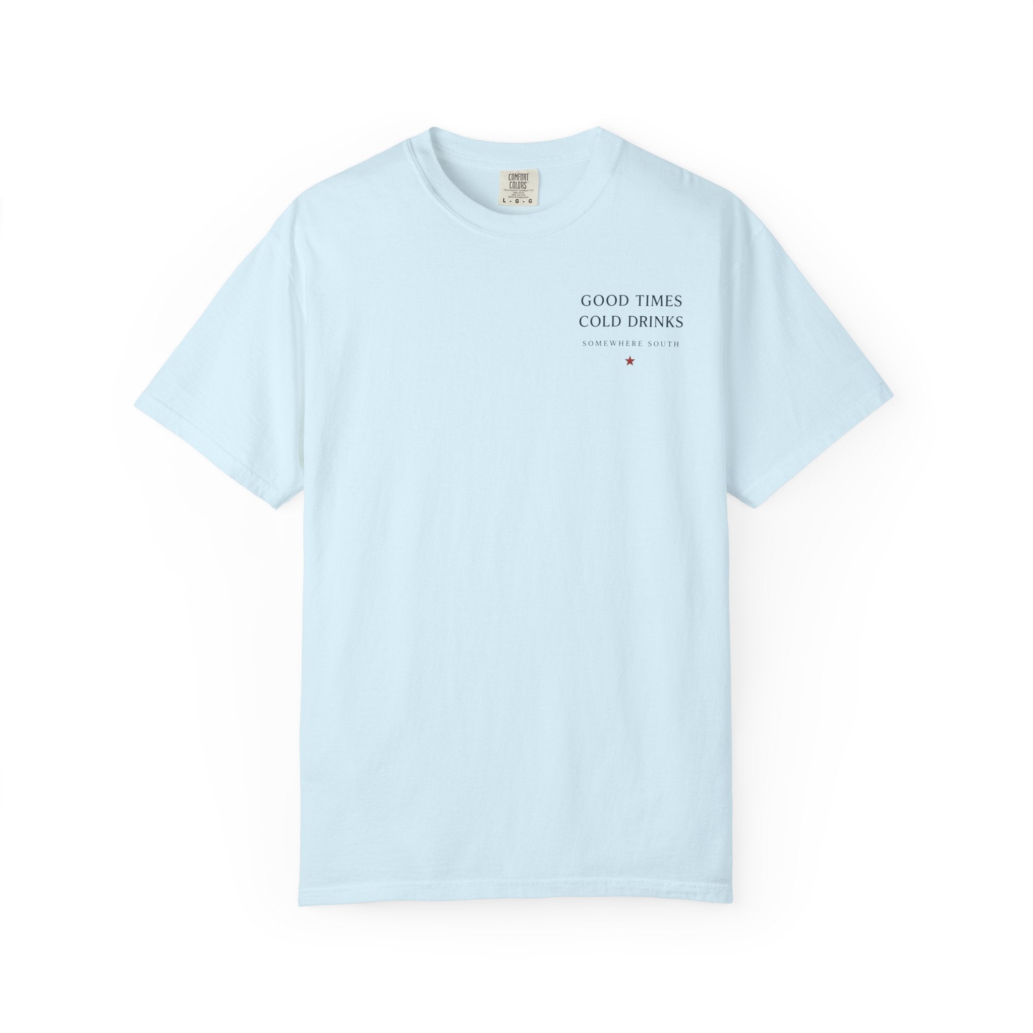 Patriotic Tailgate T-Shirt — "Good Times, Cold Drinks" College Station Graphic