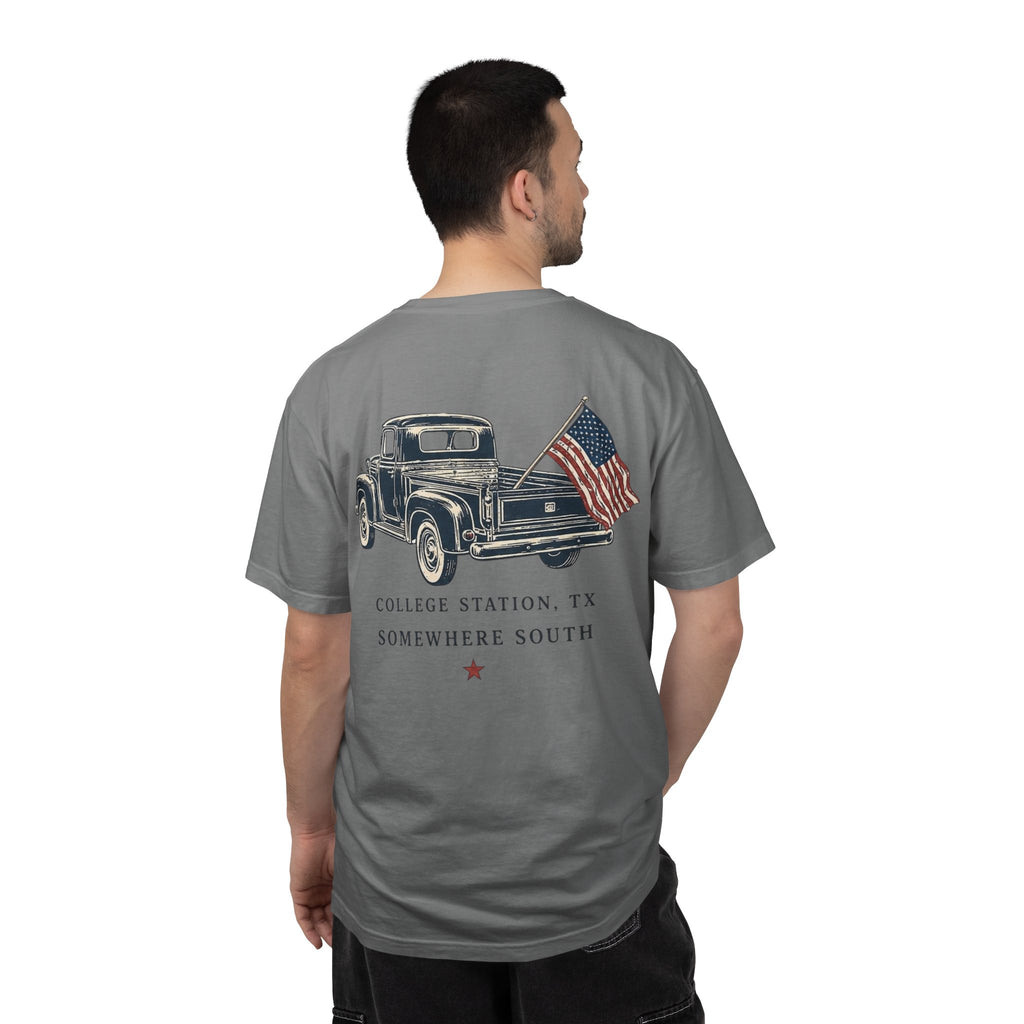 Patriotic Truck T-Shirt — "Red, White & Northgate" College Station Tee