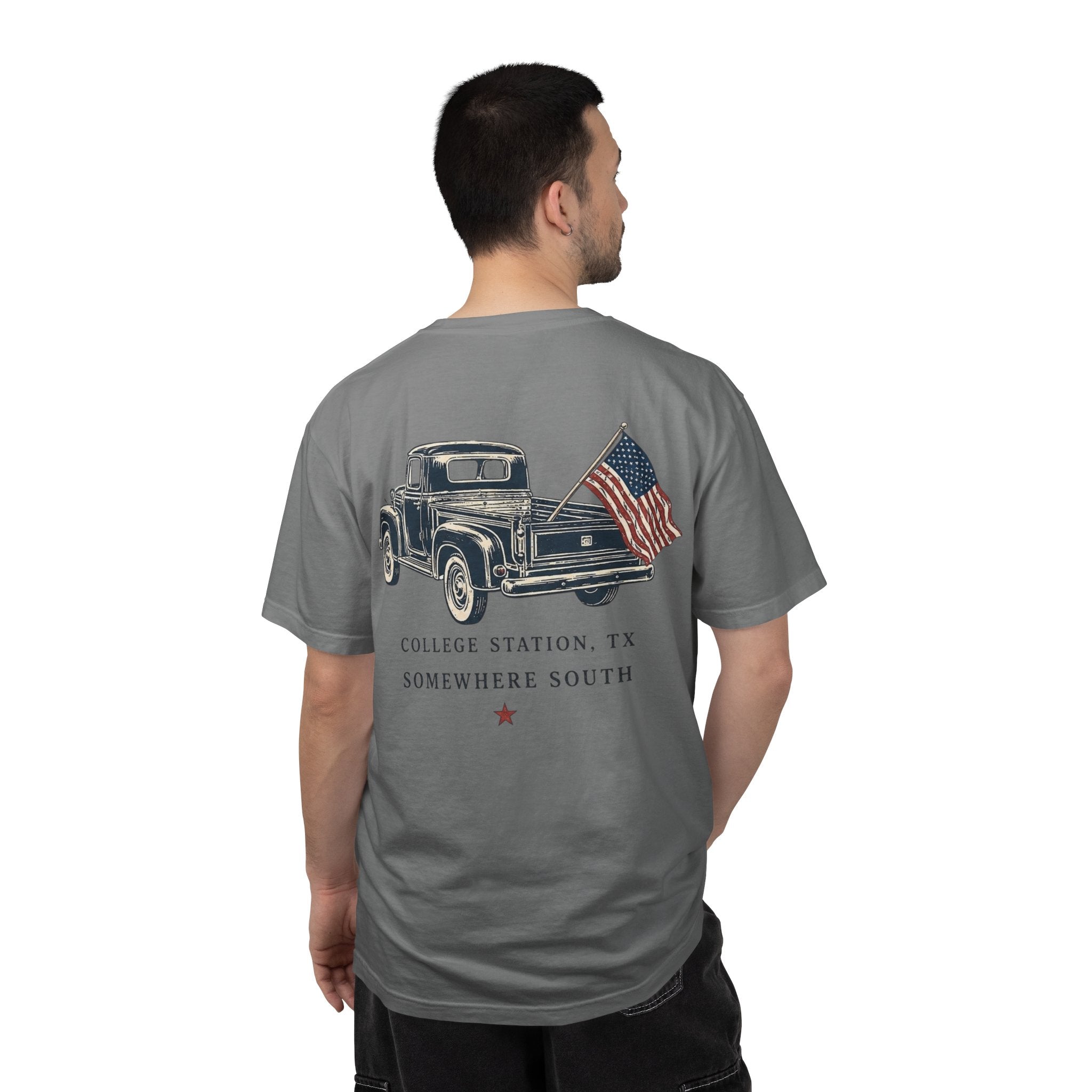 Patriotic Truck T-Shirt — "Red, White & Northgate" College Station Tee