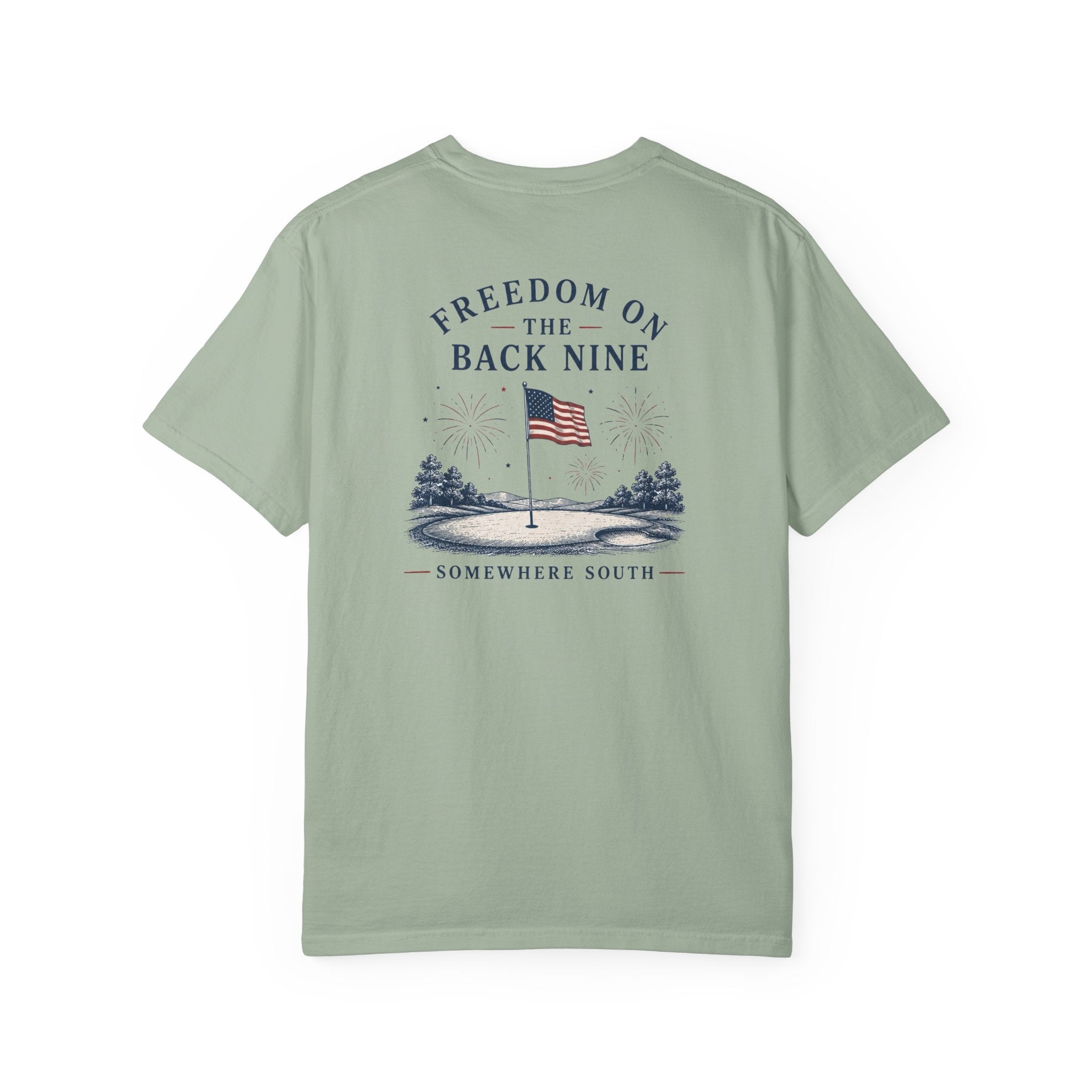 Freedom on the Back Nine T-Shirt — American Golf Flag Graphic