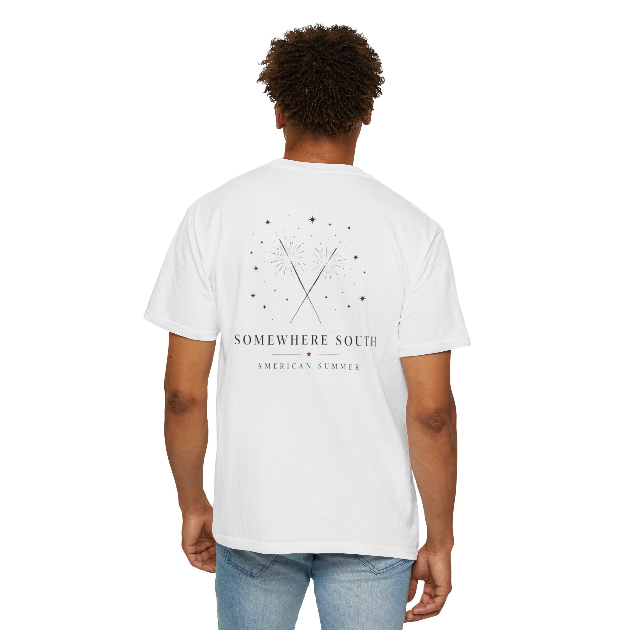 Somewhere South Graphic T‑Shirt — Minimal Star & Crossed Poles Back Print