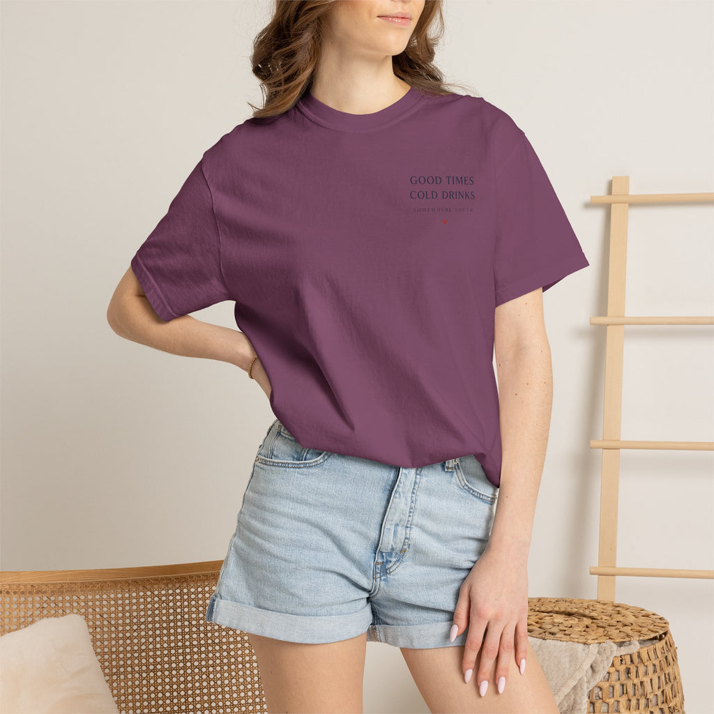Patriotic Tailgate T-Shirt — "Good Times, Cold Drinks" College Station Graphic