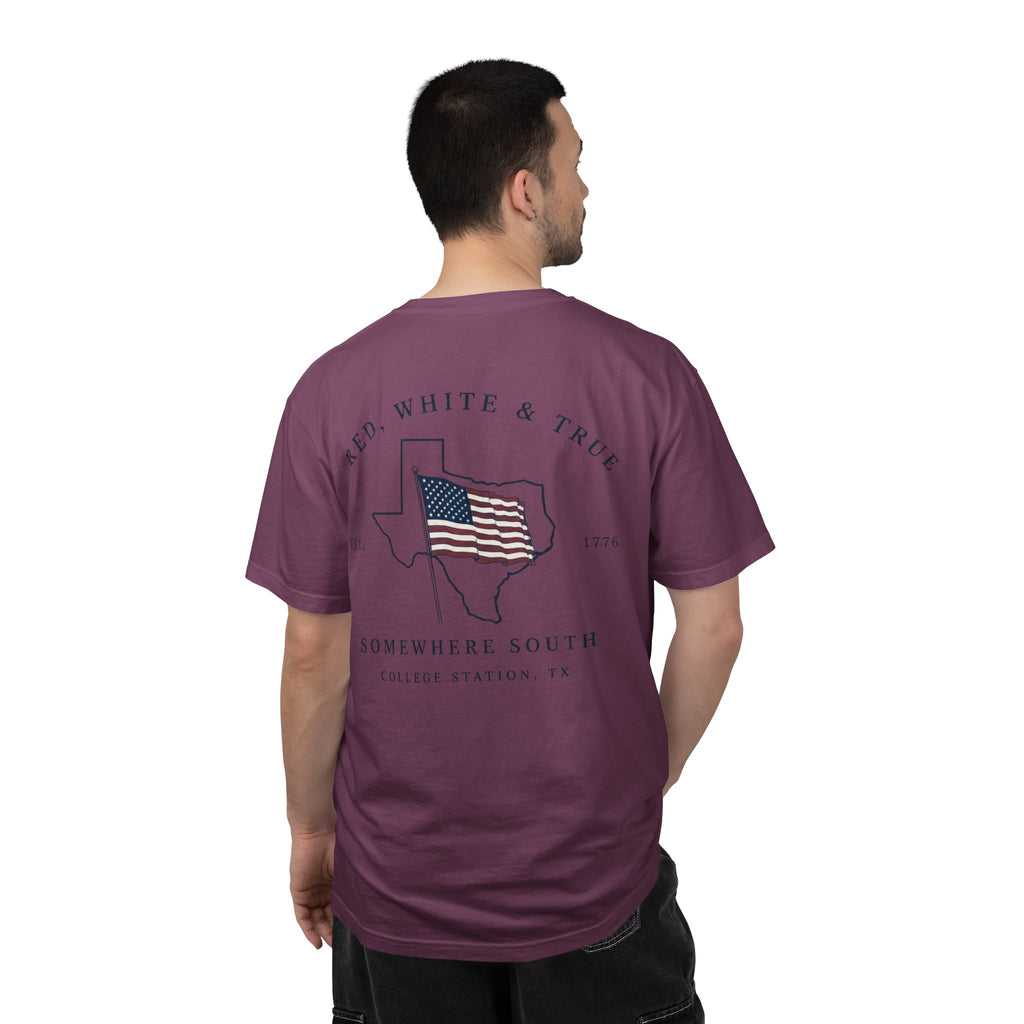 Red, White & True T-Shirt — Somewhere South Texas Flag Design