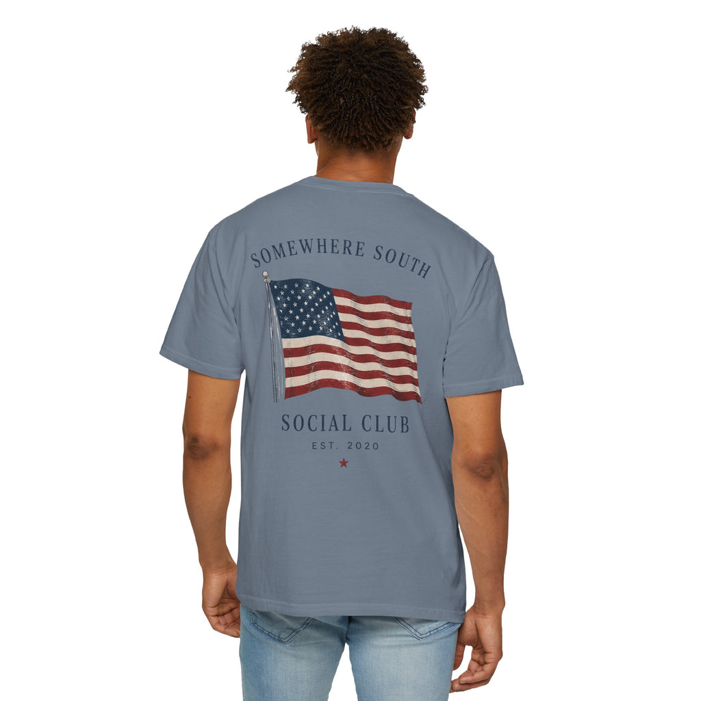 American Flag Social Club T-Shirt — Somewhere South Vintage USA Tee