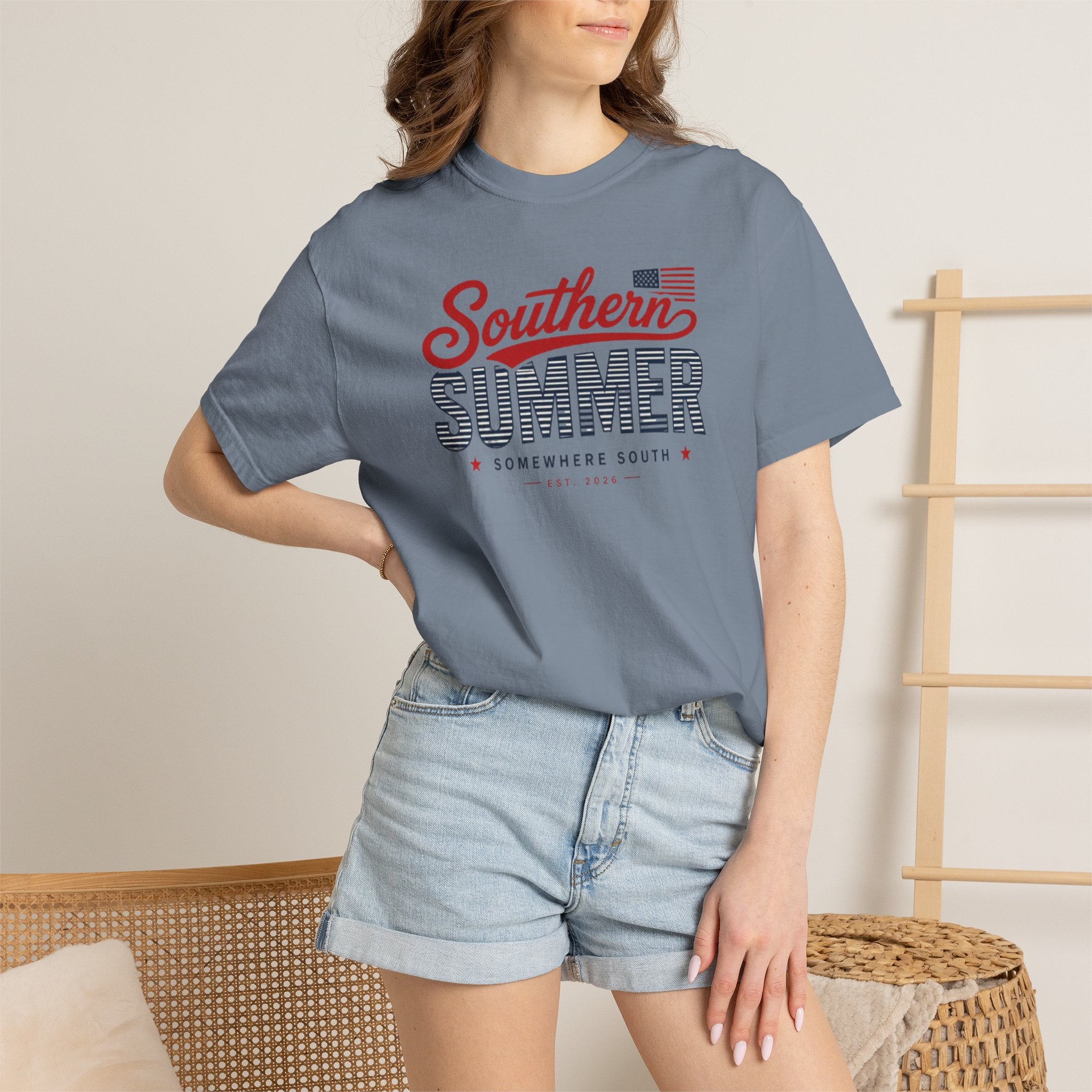 Southern Summer T-Shirt — Patriotic "Somewhere South" Graphic Tee