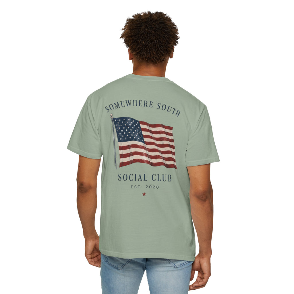 American Flag Social Club T-Shirt — Somewhere South Vintage USA Tee