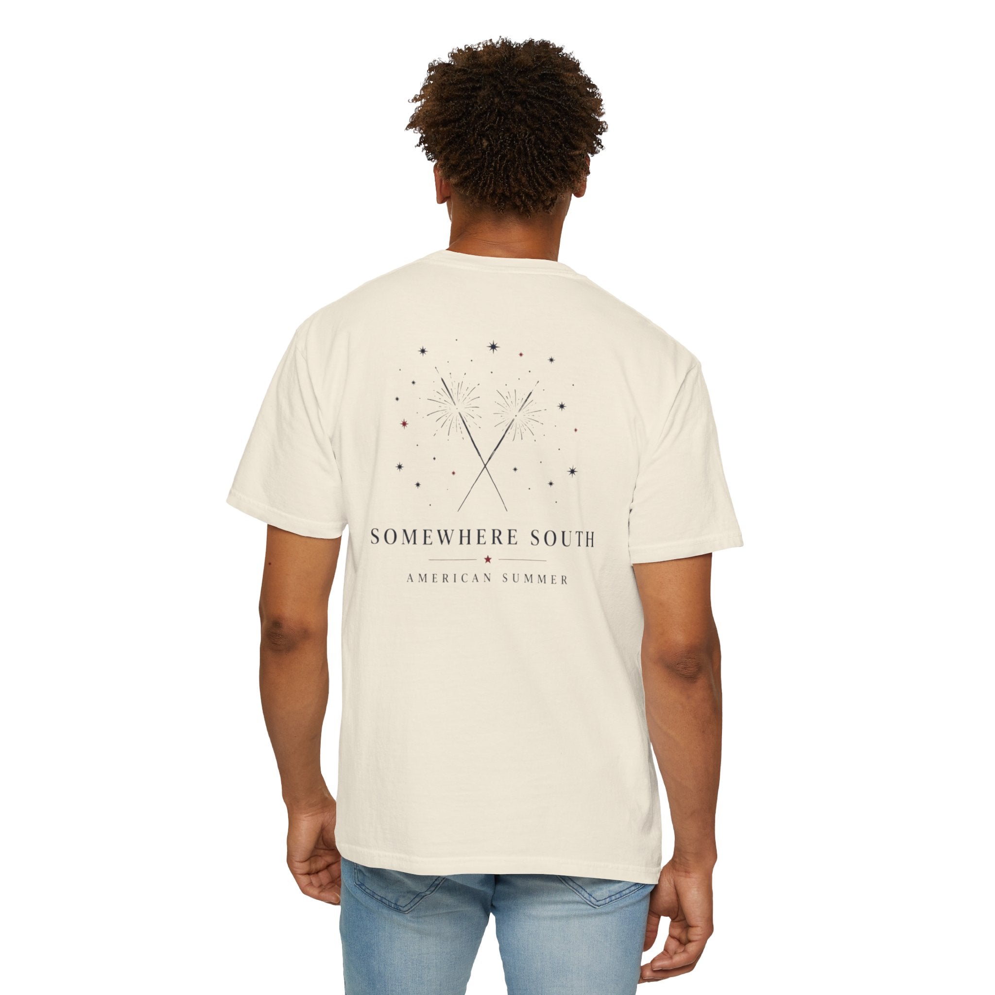 Somewhere South Graphic T‑Shirt — Minimal Star & Crossed Poles Back Print
