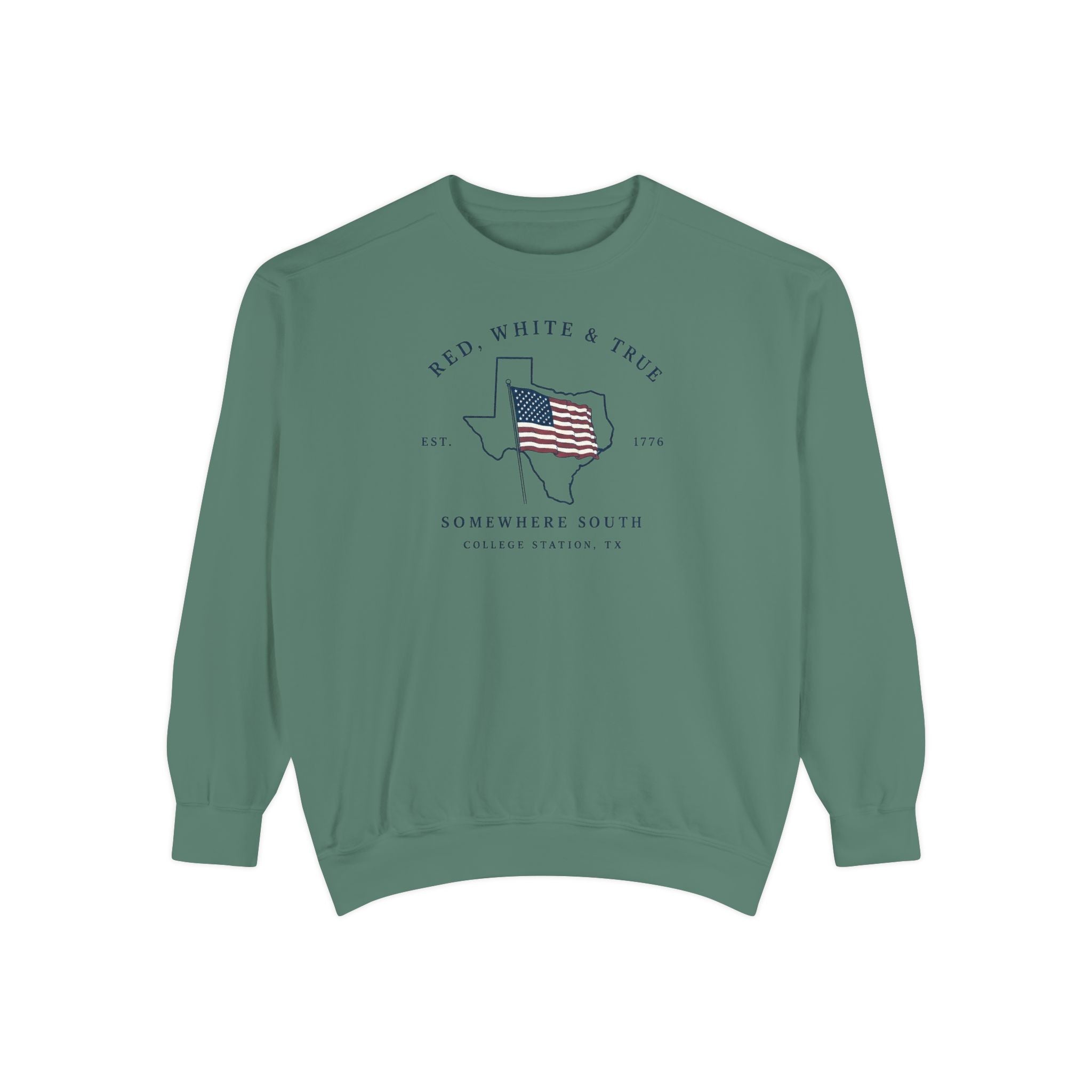 Red, White & True Sweatshirt — American Flag Texas Graphic Crewneck
