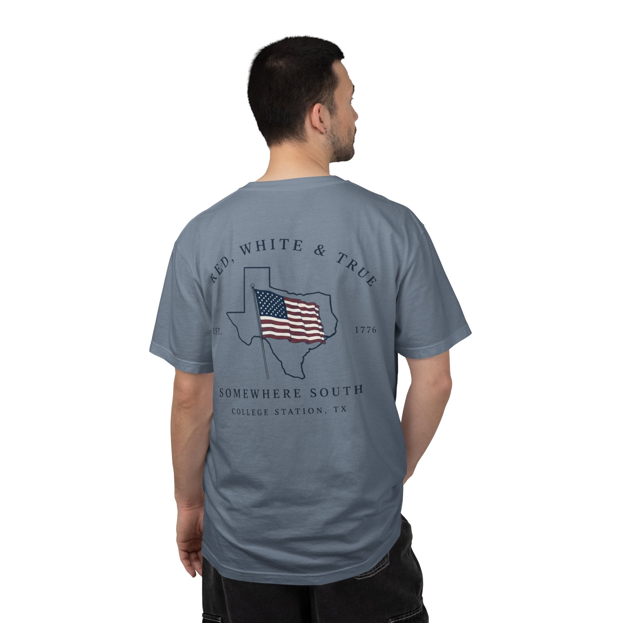 Red, White & True T-Shirt — Somewhere South Texas Flag Design