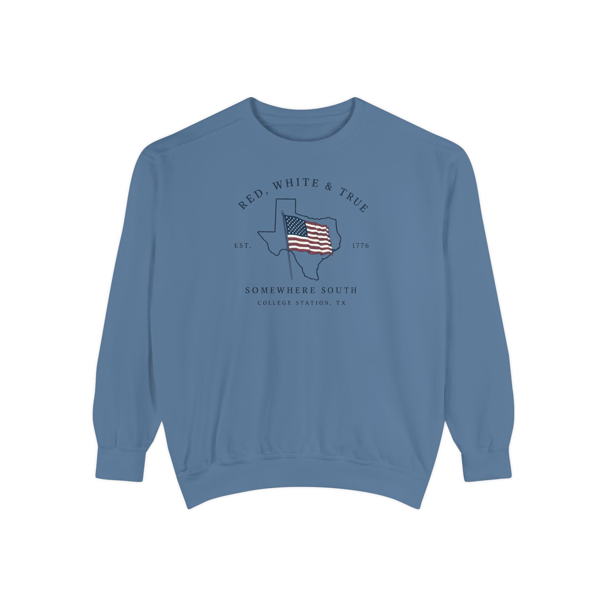 Red, White & True Sweatshirt — American Flag Texas Graphic Crewneck